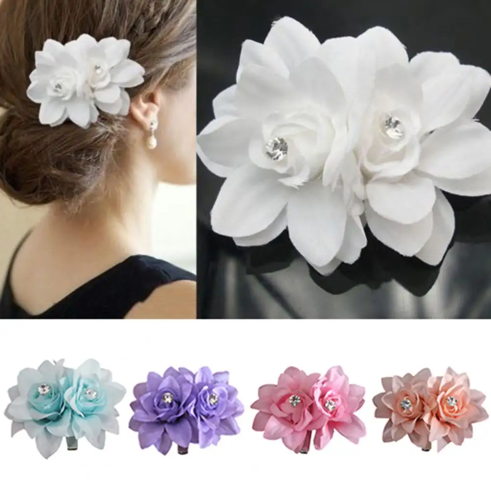 

Hair Clip Flower Shape Temperament Fabric Beautiful Hair Claw Clip for Wedding