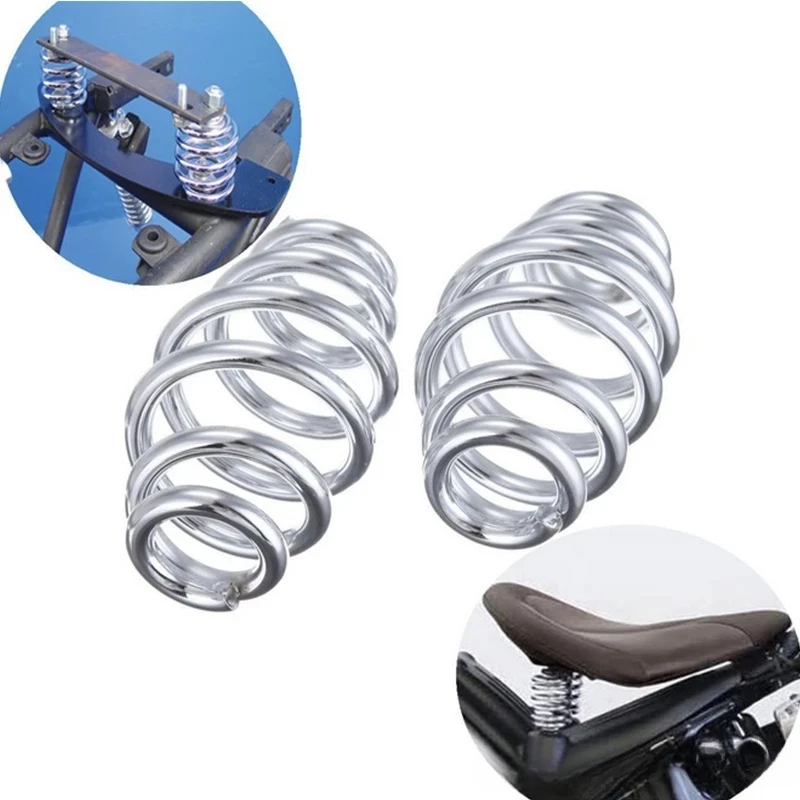 

1pair Universal Motorcycle accessories For Cruise Crown Prince modified retro spring single seat spring silver 3-inch