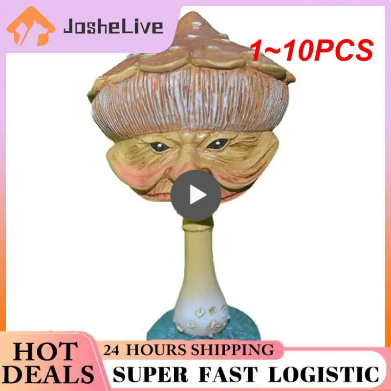 

1~10PCS Mushroom Statue Garden Ornaments funny Human Face Mushroom Outdoor Figurines miniature Garden Fairy Statue Lawn