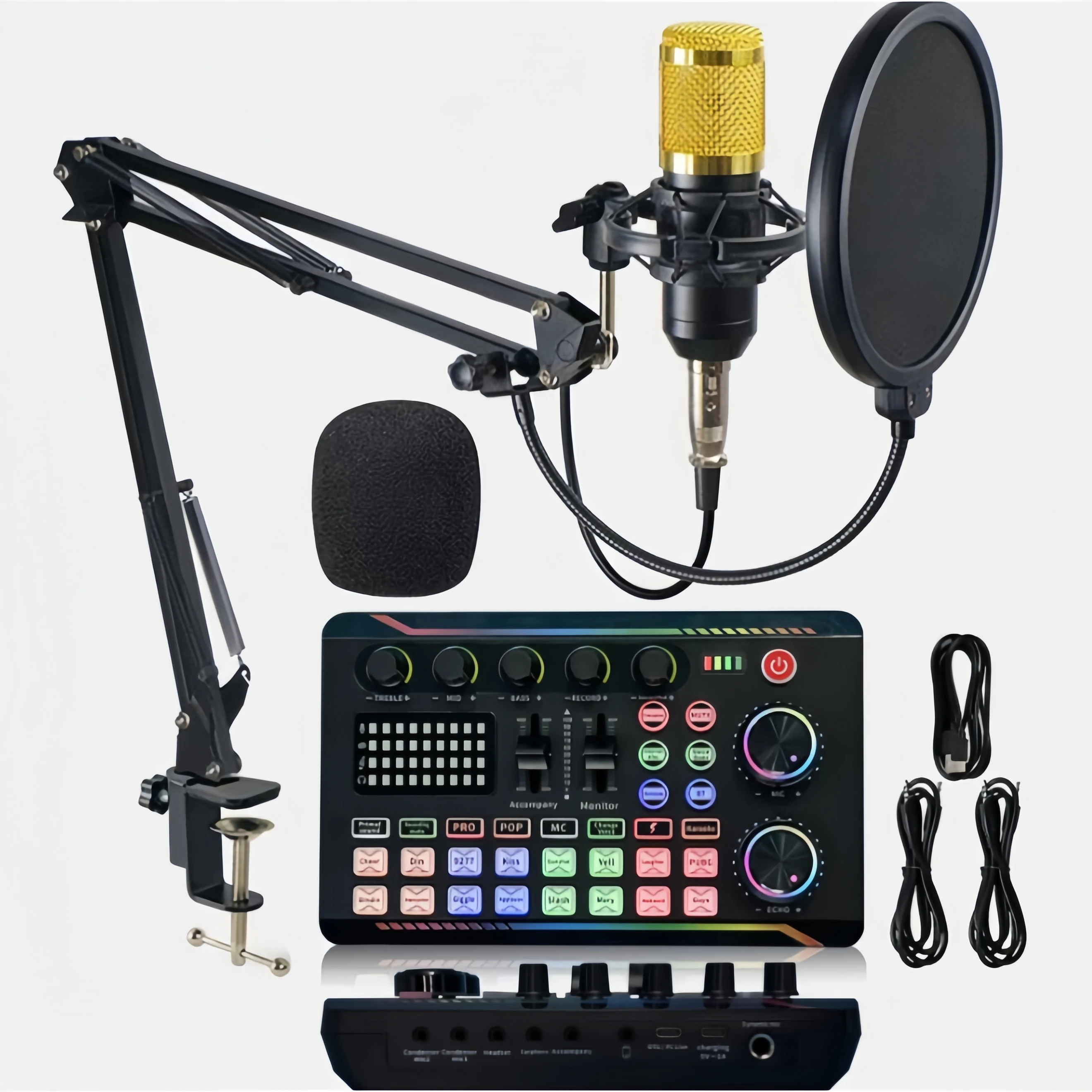 MAX Wireless Sound Card Microphone Set Bluetooth Mixer for PC Mobile Phone Recording Livestream