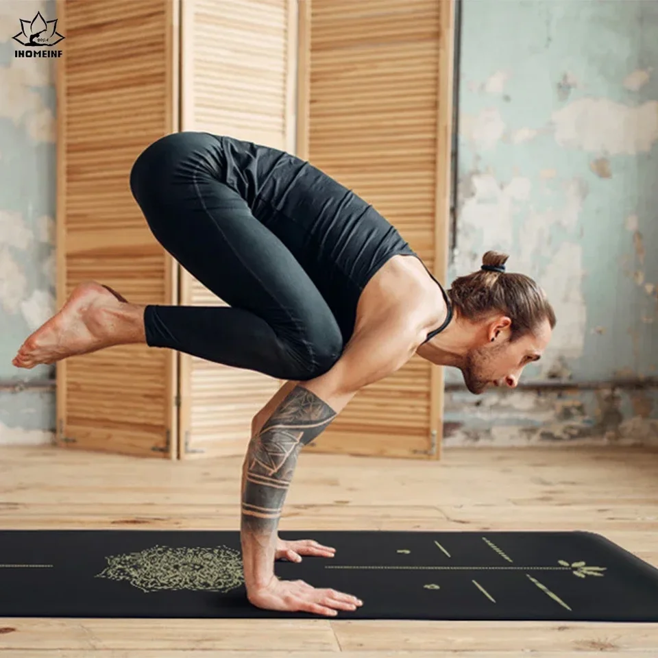 4.5mm Thick Yoga Mat - Natural Rubber & PU Non-Slip Exercise Mat With Carrier Strap