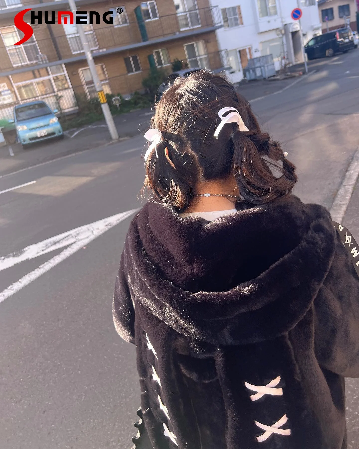 Japanese Style Subculture Y2k Faux Fur Coat Harajuku Mine Style Cute Rabbit Ear Imitation Fur Plush Hooded Jacket Fluffy Jackets