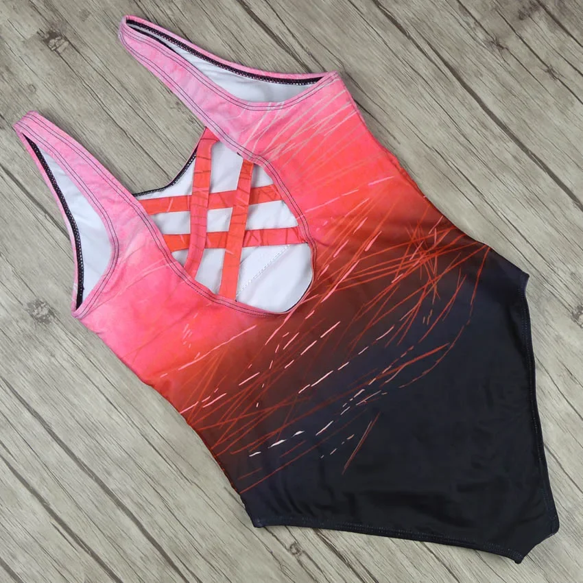 Fashion One Piece Women Swimwear Print Beach Woman Sexy Bikini Swimsuit Bathing Suit Push Up Cross Back Monokini Summer Clothes women sport swimsuits women bikini sets