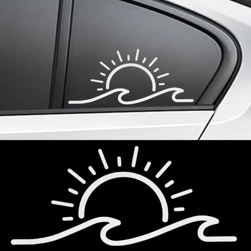 

Car Stickers Sunset Sun Waves PET Sticker Decals Car Bumper Window Decoration Computer Laptop Stickers PET Decor