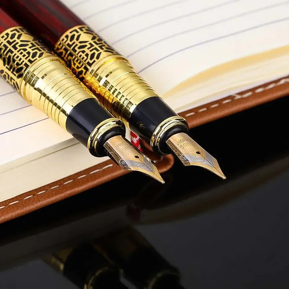 Wood Grain Pen Suitable for Business Signature Student Calligraphy Gift Office 10 Blue Ink Bags