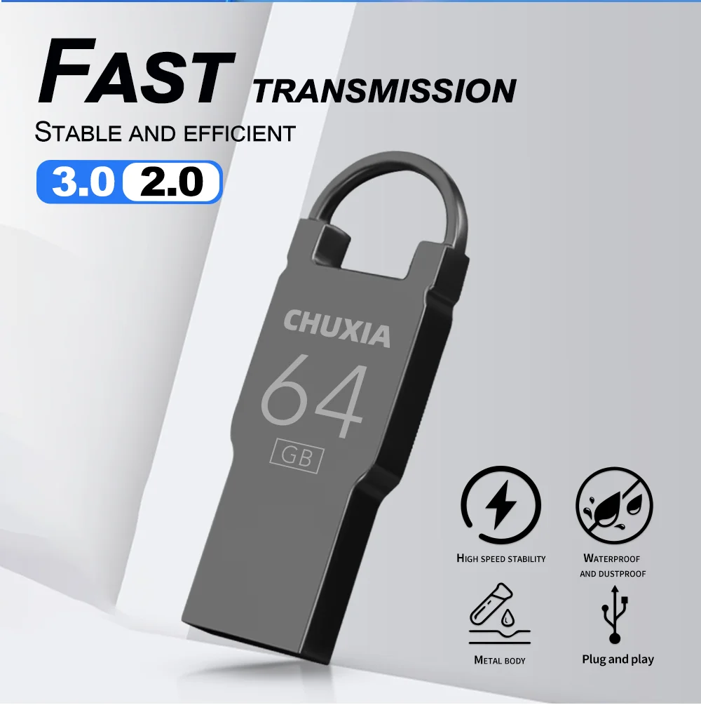USB Flash Drive 2.0 High Speed Pen Drive 16GB 32GB 64GB 128G Pendrive Metal U Disk Packaging 10PCS/LOT Free