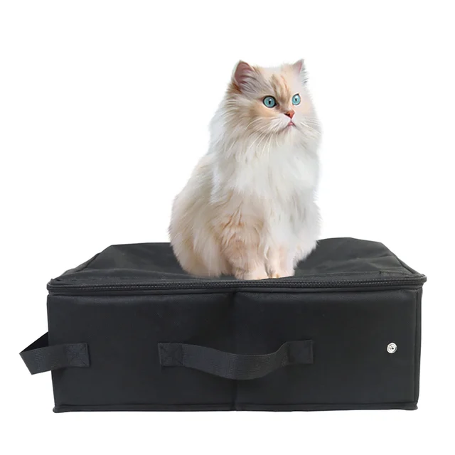 B62B-Portable Litter Box With Lid, Leak-Proof Collapsible Cat Litter Box Great For Travel Hotel Stays And Road Trip Easy To Use 5