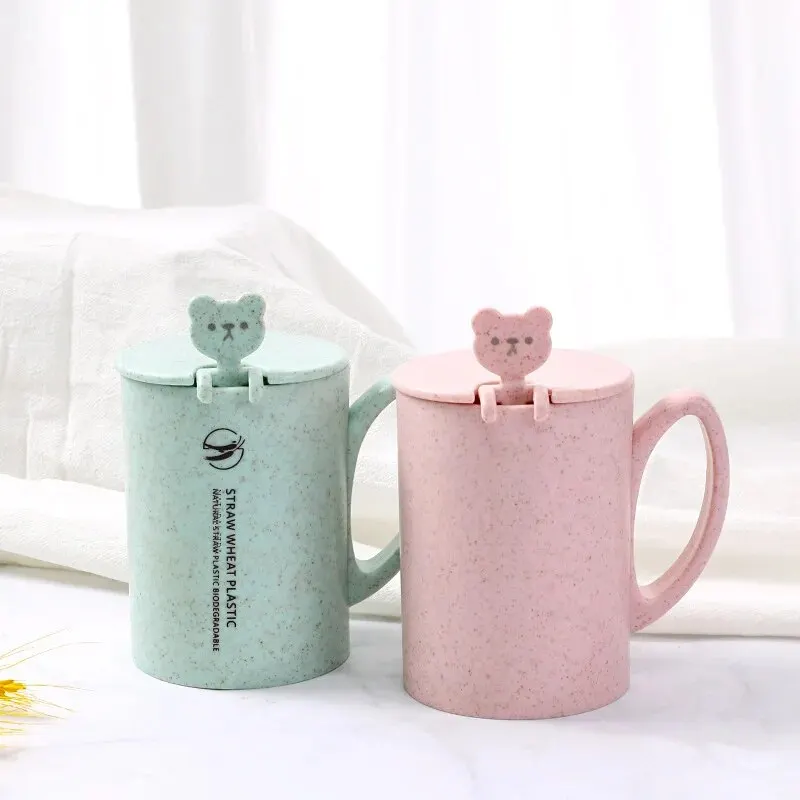 1pc Bear Coffee Mug With Lid And Straw Ceramic Coffee Cups Cute