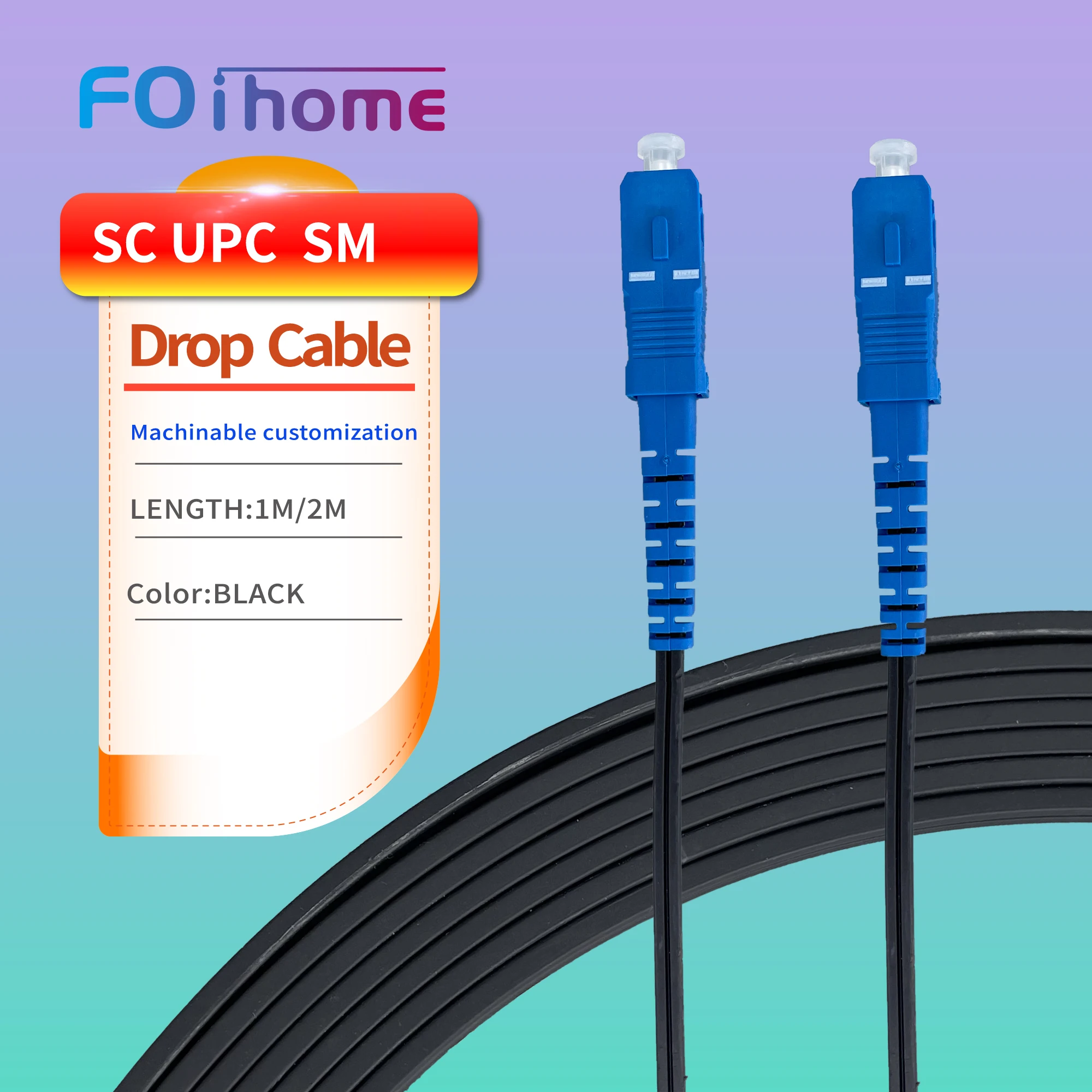 

10PCS 1M 2M SC/UPC-SC/UPC Single Mode Simplex SX Core Diameter Black Drop Cable LSZH Jacket Fiber Optic Patch Cord