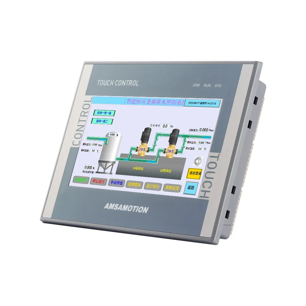 AMSAMOTION HMI PLC 올인원 머신 교체 AMX-S7-200 24I 22O 이더넷 모니터 컨트롤러, 터치 스크린 RS485 패널, 7 인치