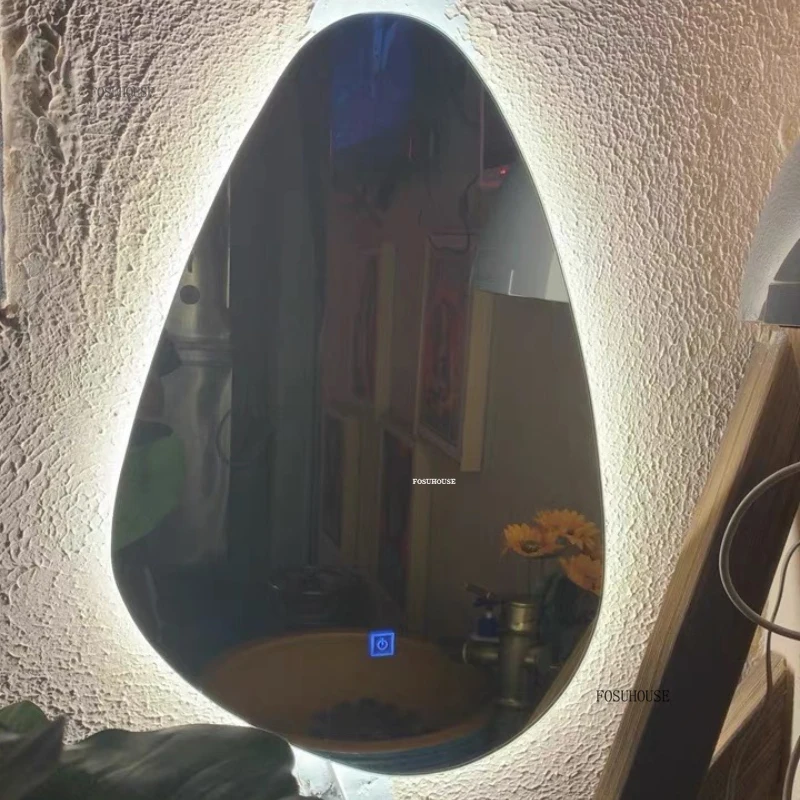 Water Drop Shaped Smart Bathroom Mirrors Wall Mounted Special Shaped Mirrors for Bathroom Multifunctional Bedroom Makeup Mirror