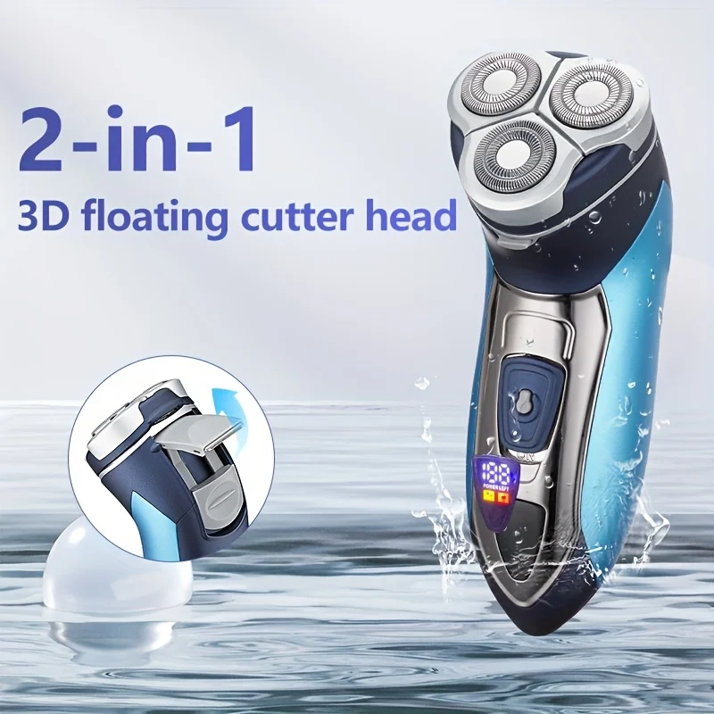 3D Floating Electric Razor Men With LED Display, Type-C Charging, Stainless Steel Blades Perfect Gift For Dad Or_voghion.com