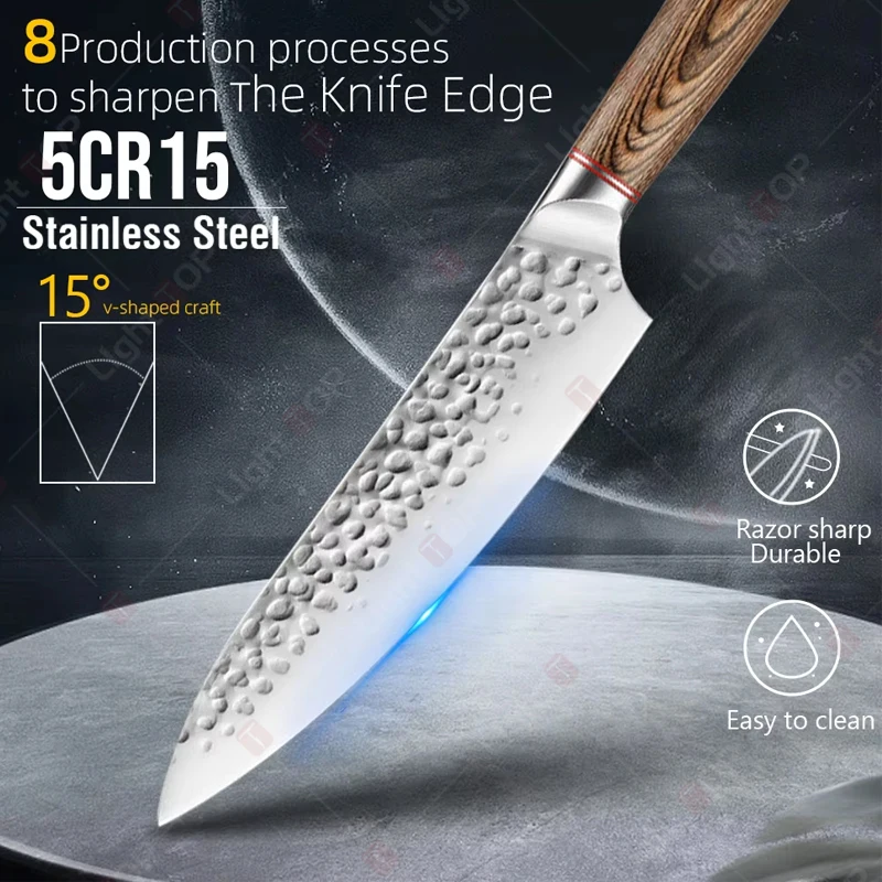 Kitchen Knife Professional Kitchen Boning Knife Meat Cleaver Knife Forged Hammer Knives BBQ Butcher Stainless Steel Slicing Chef Knives