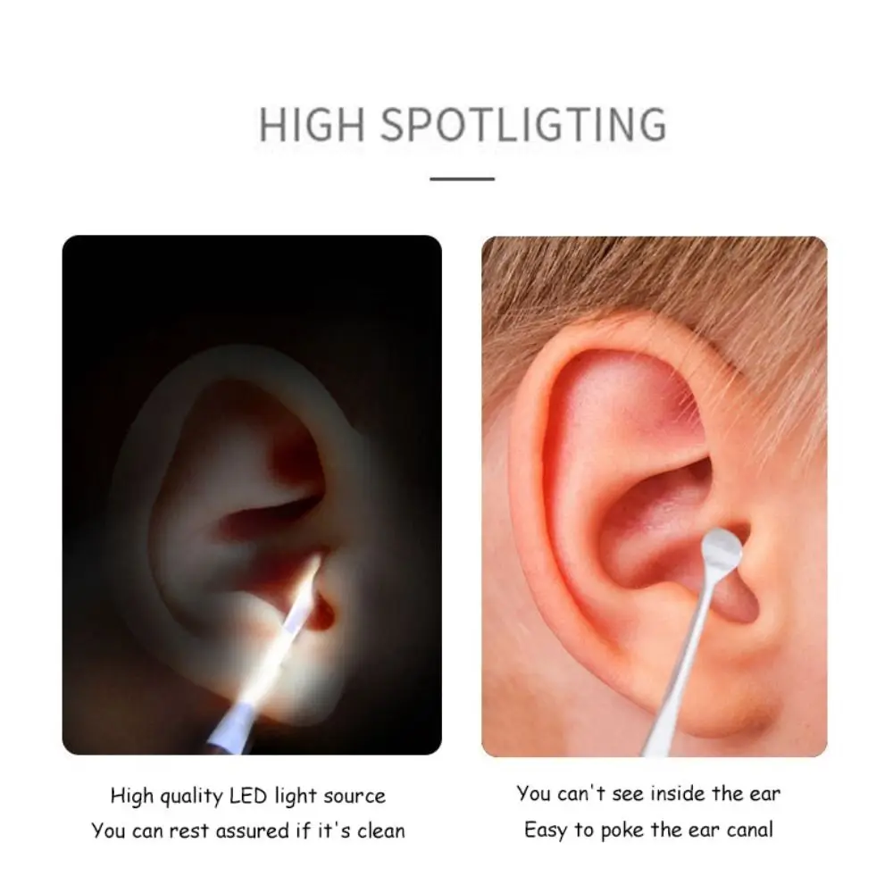 Hygiene Home Use Ear Spoon Earwax Digging Ear Cleaner Ear Wax Removal Ear Pick With Light Led Flashlight Earpick