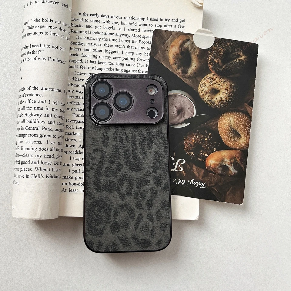 Luxury Leopard Leather Case with Metal Plating Protector - Premium Hard Cover