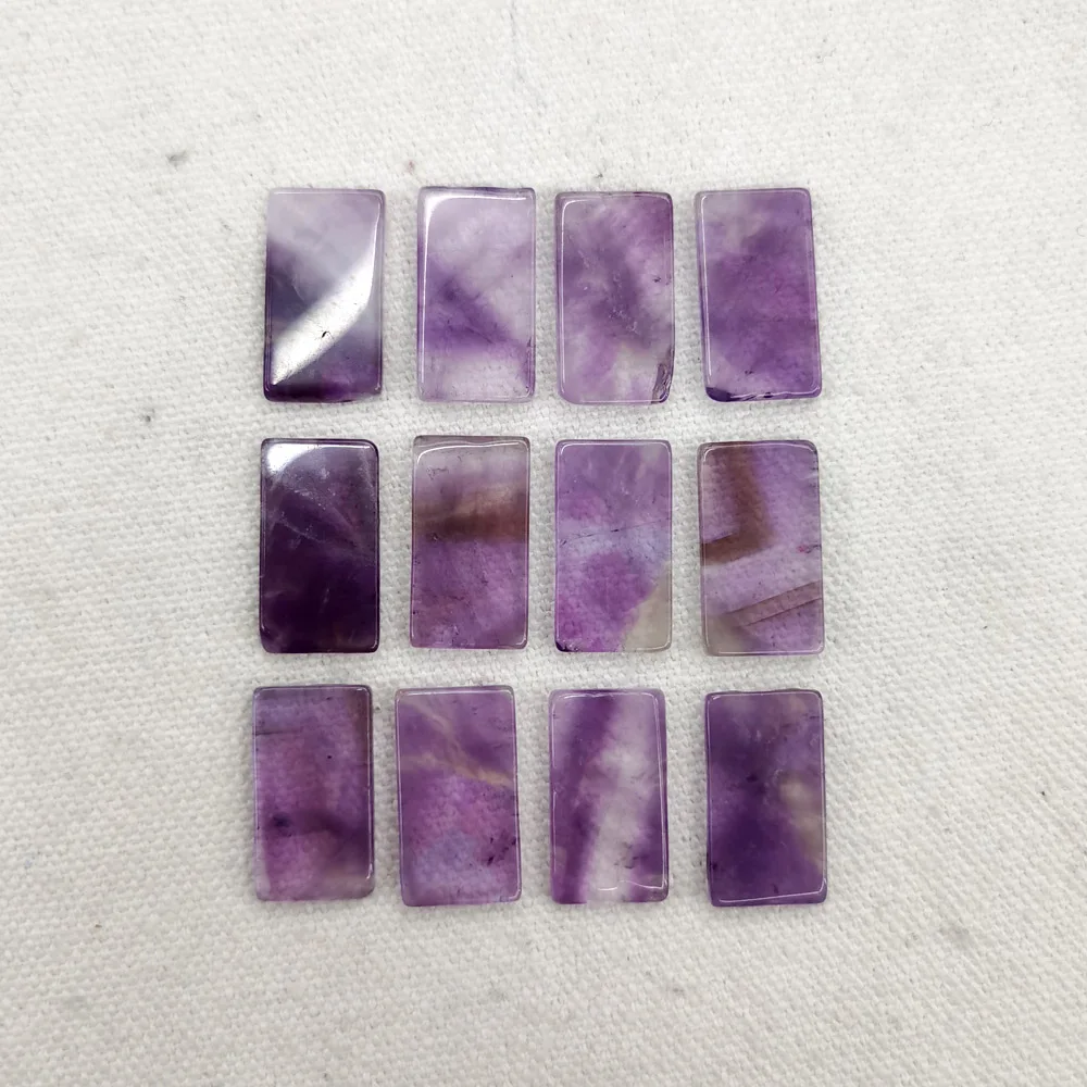 

12pcs Natural stone amethystal Double flat bottom square cabochon about 10x18MM for Ring necklace patch Necklace Accessories