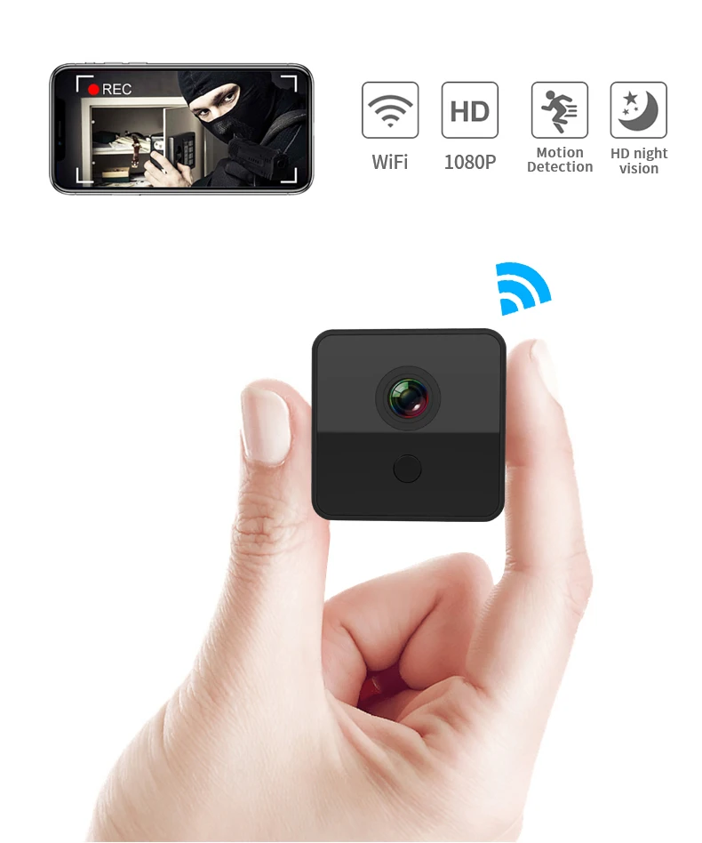 WiFi Camera Mini Camcorder Night Vision Motion Detection DVR Video Voice Recorder Small Cam Sport DV Home Security W19 1080P HD