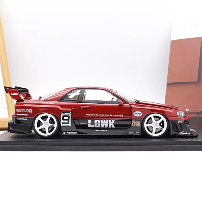 Nissan SKYLINE GTR ER34 1:18 Red Silhouette Wide-Body