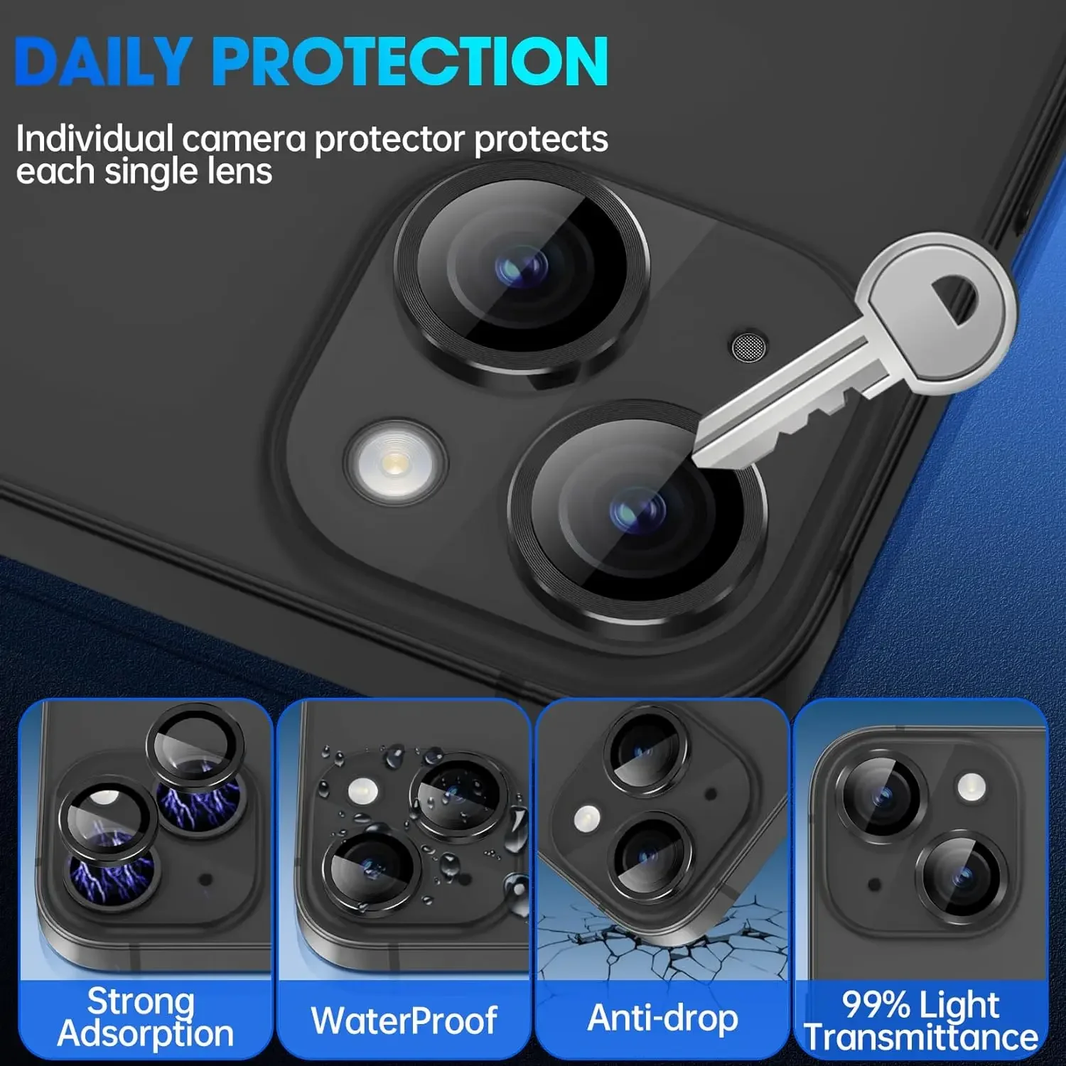 Premium Tempered Glass Camera Lens Protector Cover - Phone Accessories