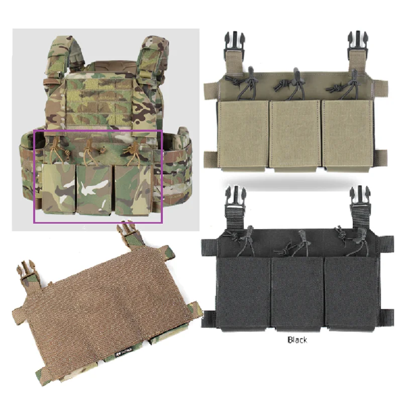 

Outdoor Military Hunting Camouflage Front Attack Panel THORAX Tactical Vest Triple 556/545/762 Universal Elastic Magazine Bag