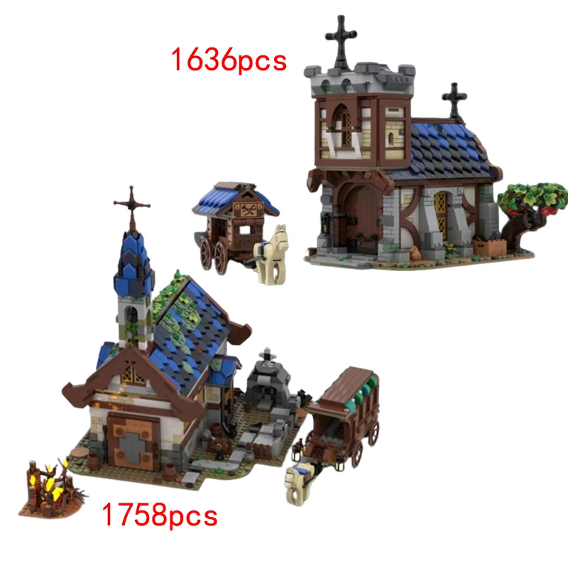 

Spot MOC-148387 Medieval Church 89982 small particle assembled building blocks toy building model gift