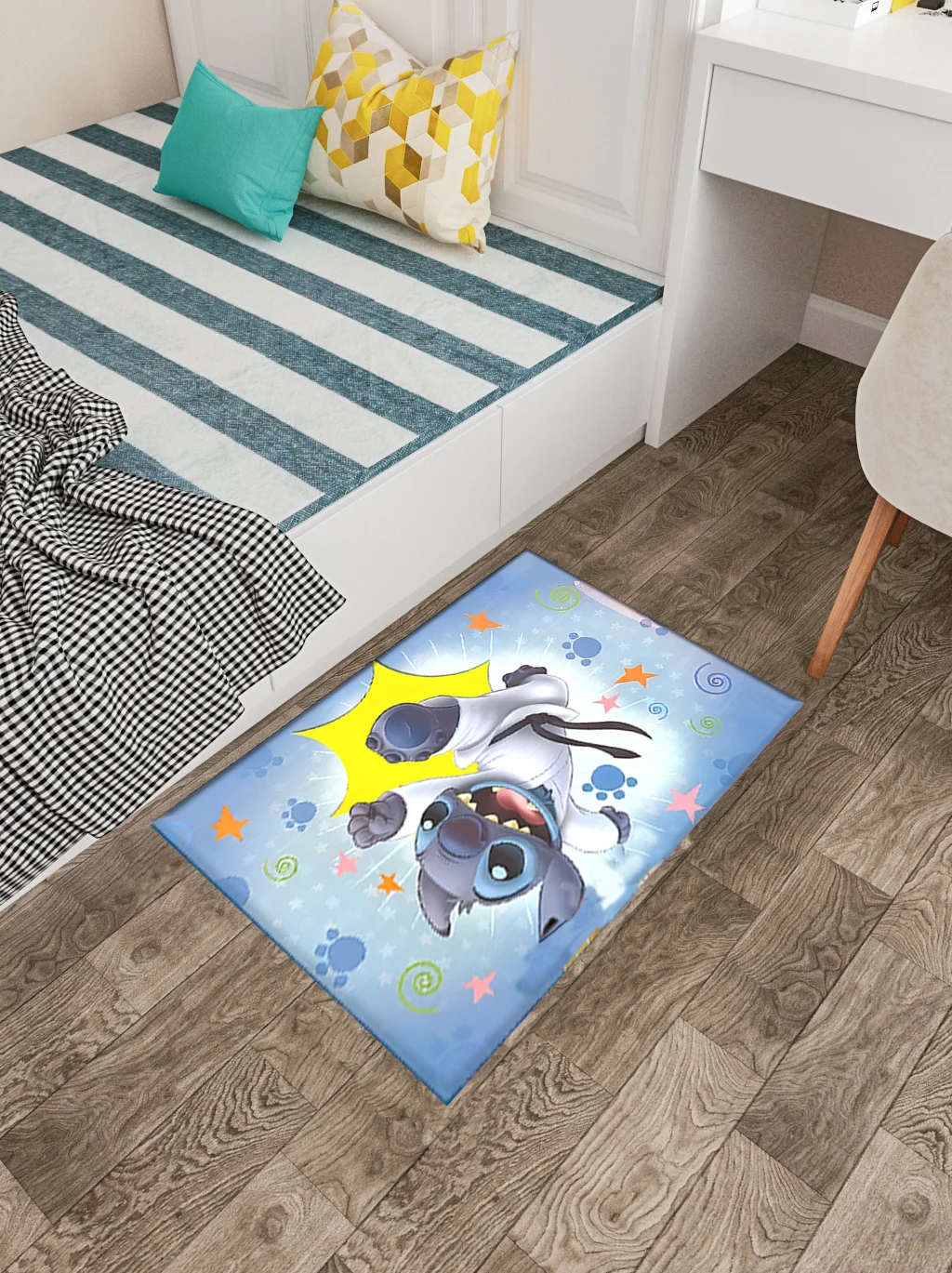 VIKAMA Cartoon Animation Crystal Pile Decorative Carpet Bedroom Living Room Kitchen Machine Washable Crawling Carpet