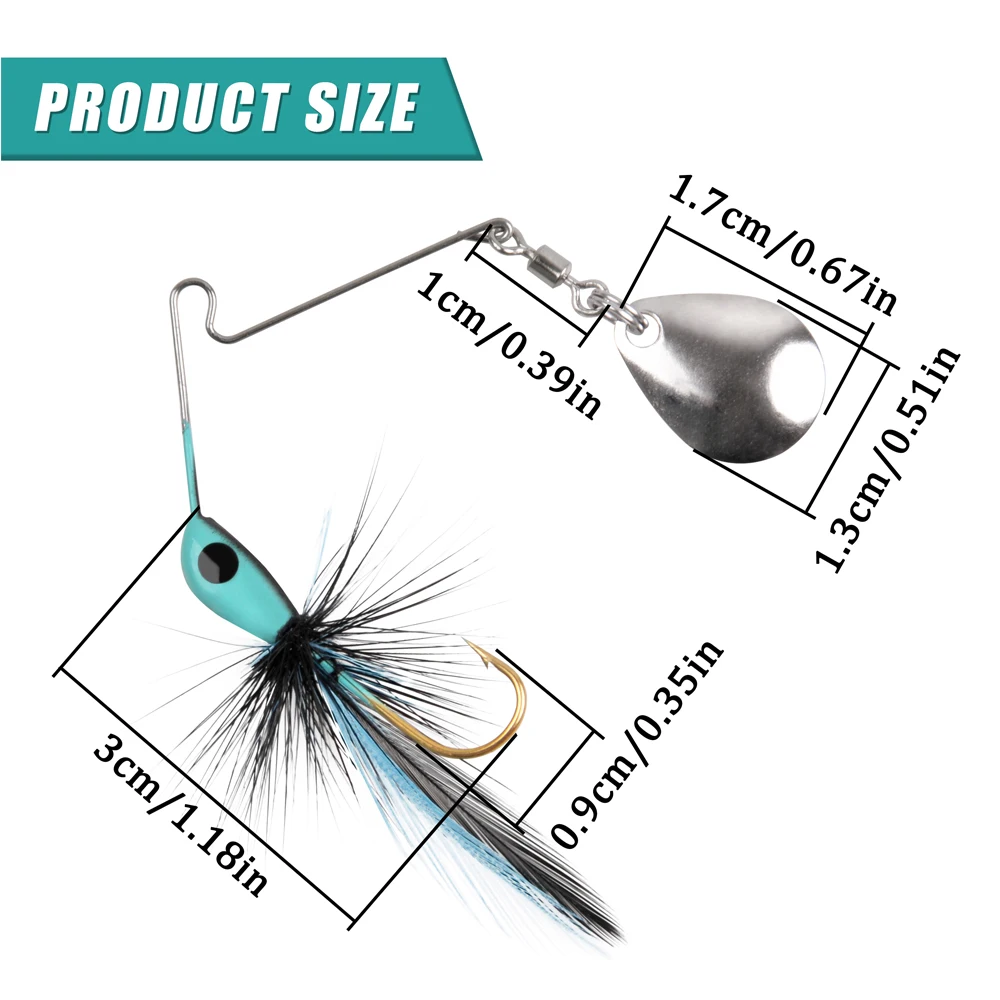 3Pcs Spinner Köder Bass Angeln Locken Metall Spinnerbait Jig Kopf Haken für Hecht Bass Forelle Lachs Süßwasser Salzwasser Tackle – Detail 2
