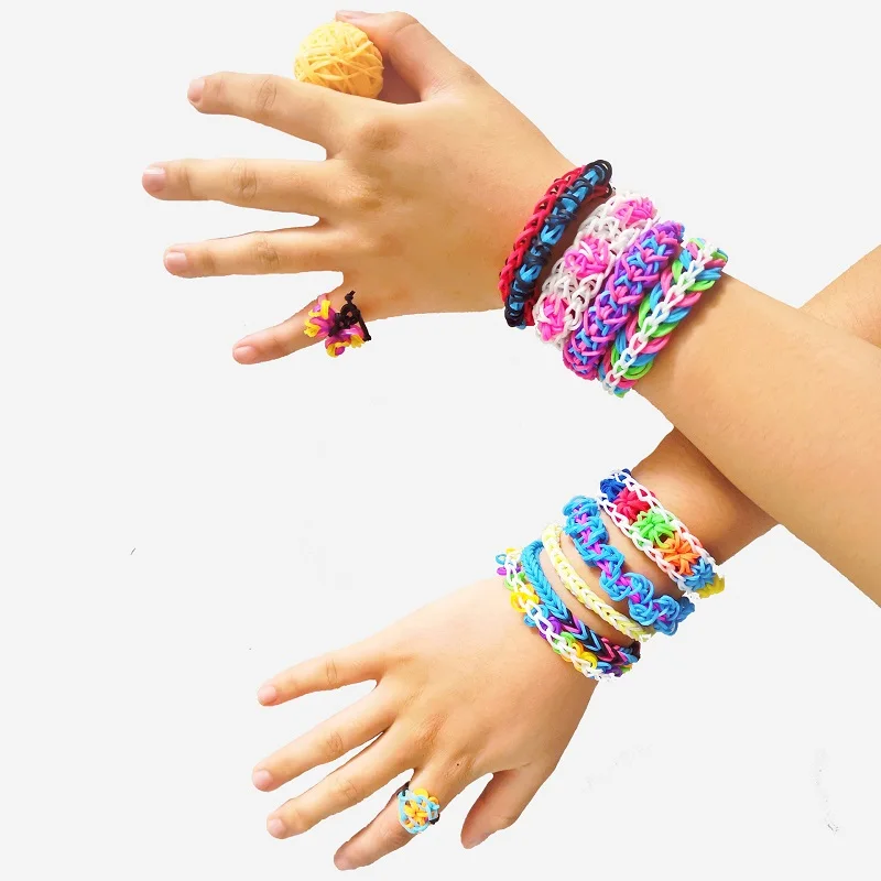 Double Color Rubble Loom Bands Bracelets Girl Gift Elastic Band Weaving  Lacing Bracelet Toy Necklace DIY Jewelry Making Supplies