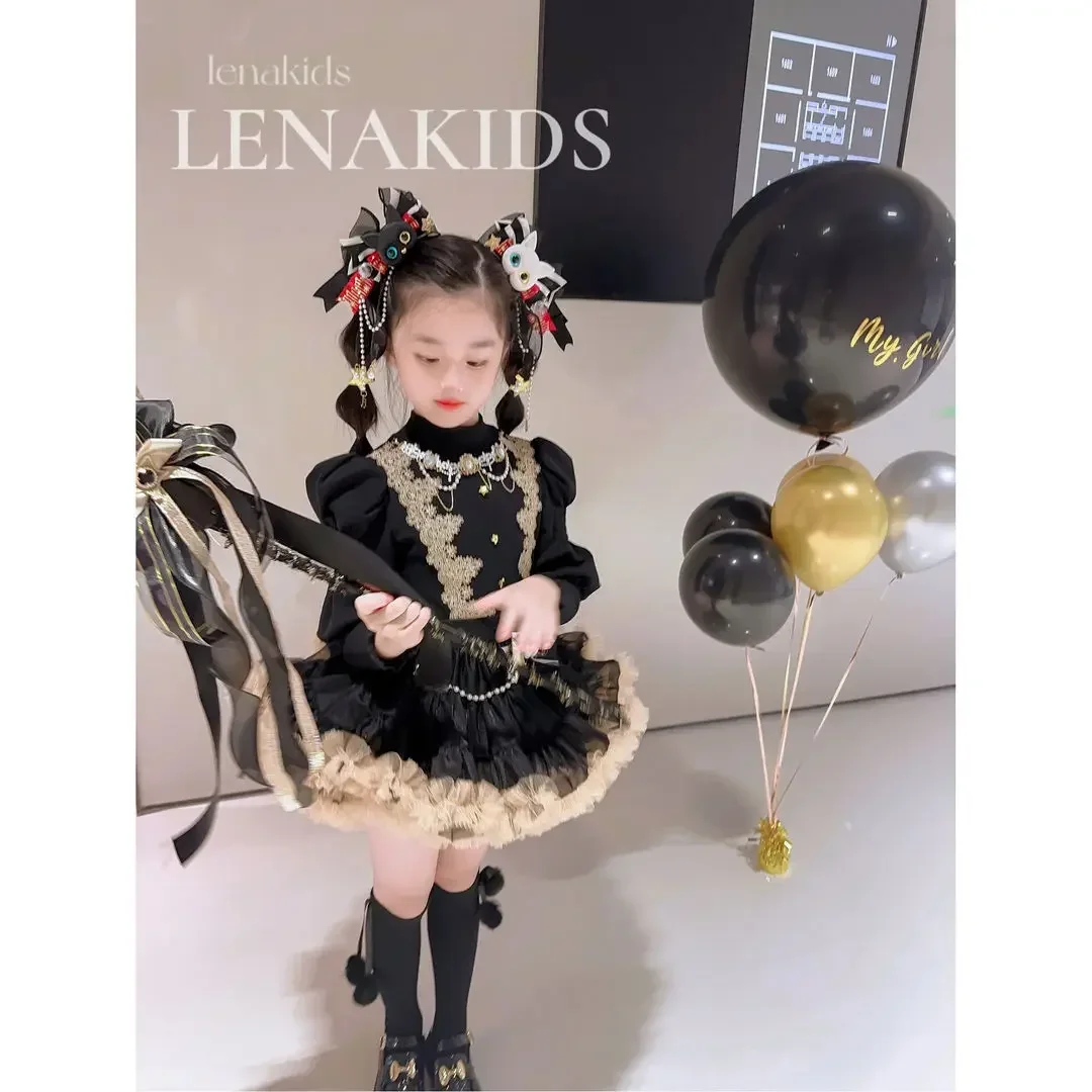 Girls' winter and autumn clothes new foreign style heavy industry temperament Lolita princess dress