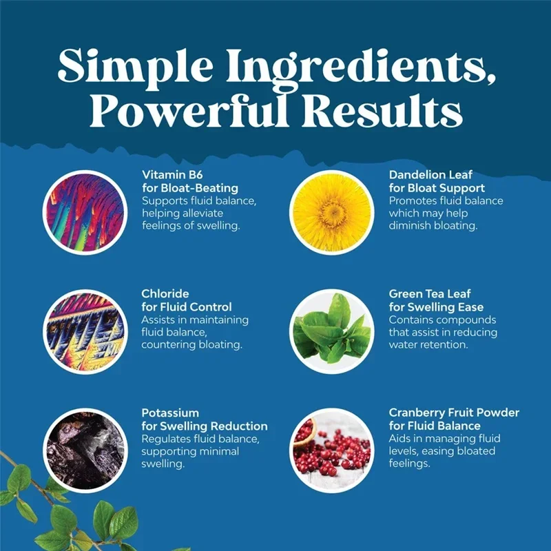 Diuretic Capsules Natural for Water Retention with Vitamin B6 Potassium Dandelion