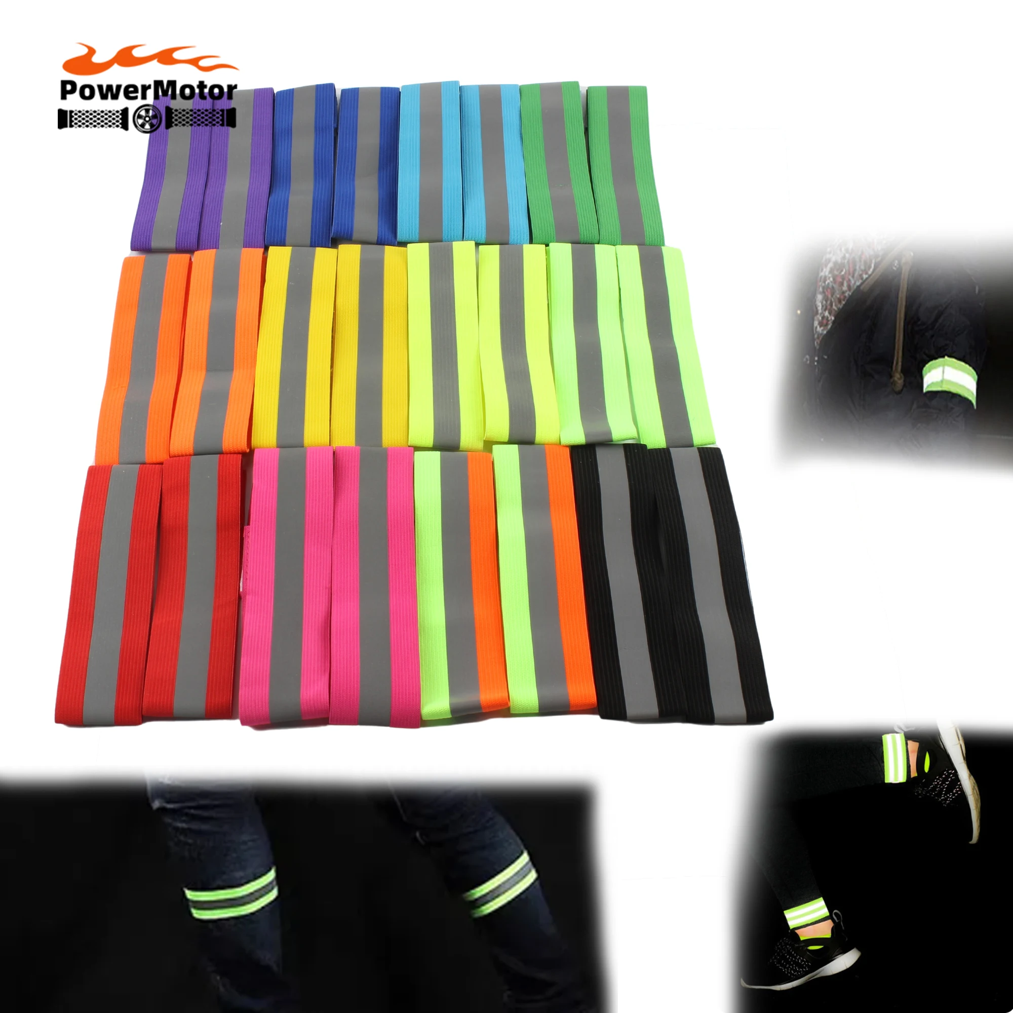 Motorcycle Reflective Arm Bands Night Cycling For Wrist Ankle Leg Reflector Armband Safety Light Tape Bracelet Strap