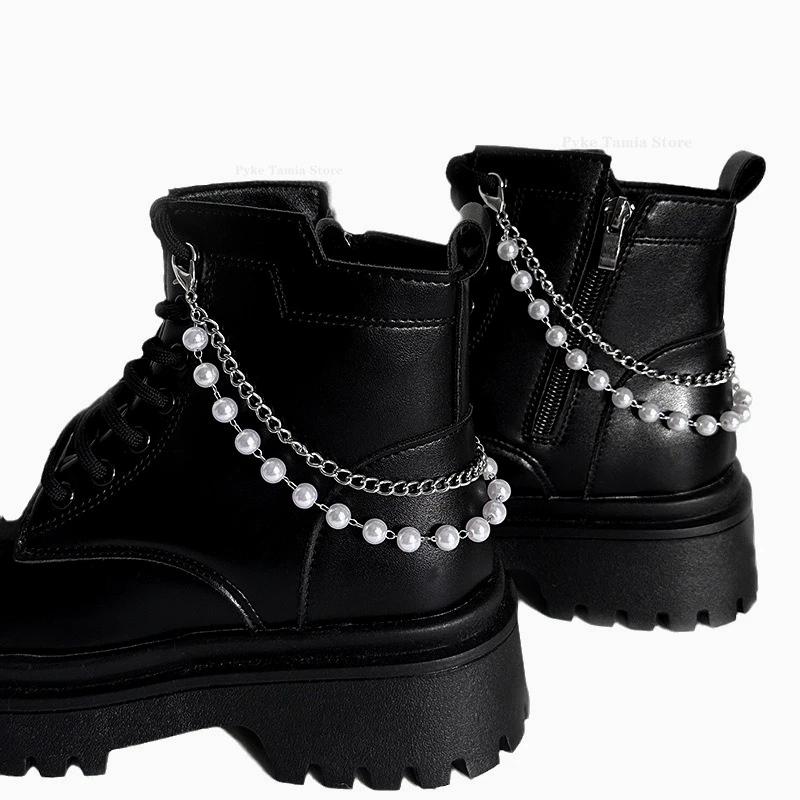 Mehrschichtige Metall-Schuhkette Edelstahl-Kette Anhänger Schuhzubehör Damen Stiefel Schuhe Schnallen Dekoration Party-Schmuck – Detail 4