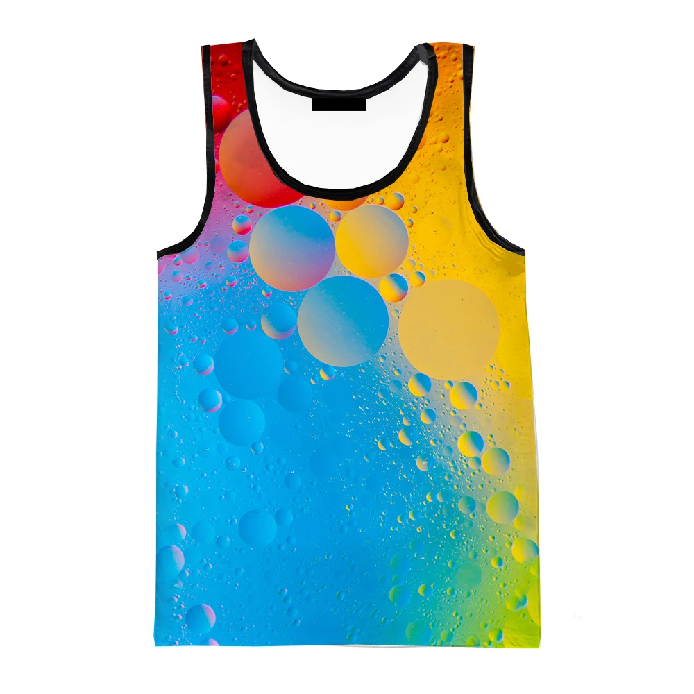 

New Men Rainbow Paint Splatter 3D Tank Tops Graffiti Harajuku Streetwear Boys Kids Fashion Casual Vest Cool Beach Undershirt
