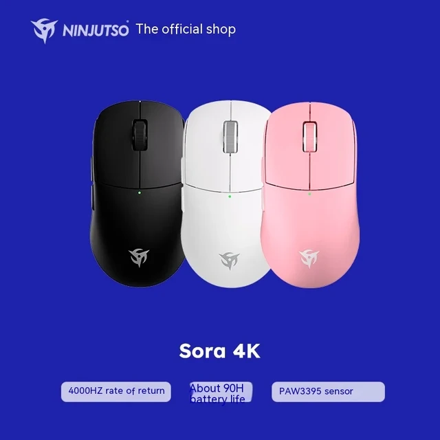 Ninjutso sora 4kワイヤレスゲーミングマウス、人間工学に基づいた軽量 