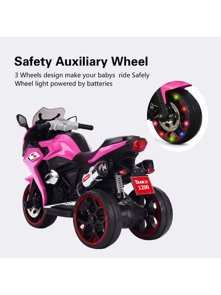 TAMCO 12V Kids Electric motorcycle/ ride on motorcycle,Girls Motorcycle, Children Battery Motor Bikes Rechargeable 3 Wheels