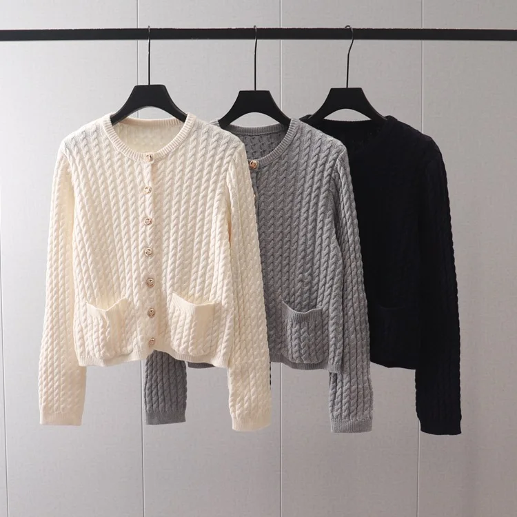 

Thread Twists Knit Cardigans , White Color, Two Pocket Loose Casual Sweater, Long Sleeve Knitted Coat, Jumpers,кофта женская