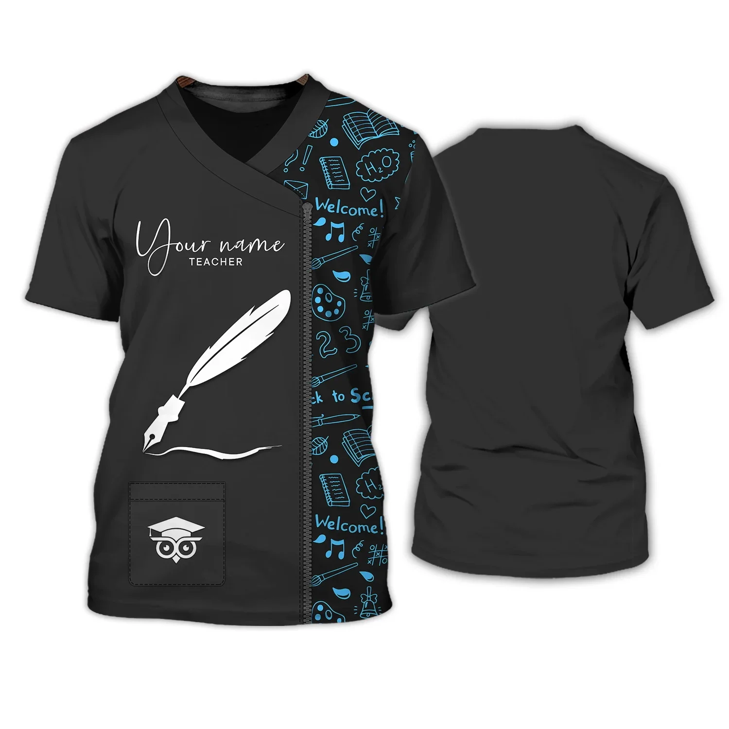 2025, Sommermode, Herren-T-Shirt, Lehrer, personalisierbar, 3D-gedruckt, Unisex-T-Shirt, Wissen, Baum, Bleistift, Bücher, Muster, T-Shirt DW184 – Detail 29