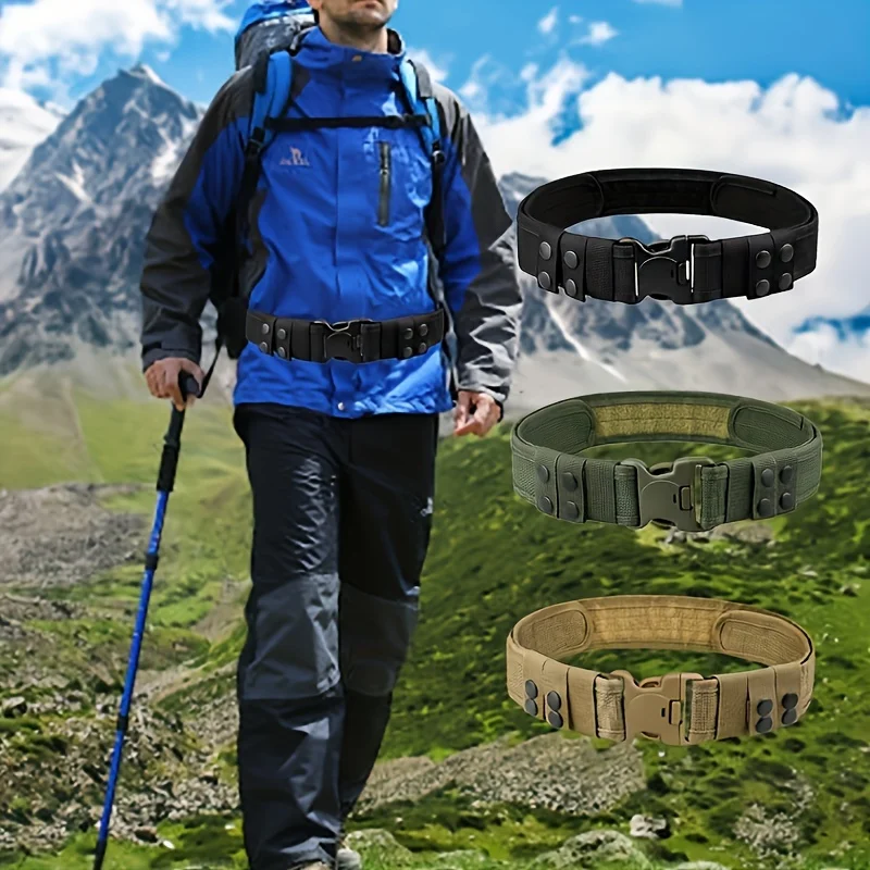 Men's Heavy-duty Sports Canvas Belt, Velcro Outdoor Belt, Outdoor Hiking and Military Training Belt Belt for Men