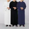 Jubba Thobe Islamic Arabic Kaftan Men Solid Color Long Sleeve Hooded Robes Dubai Middle East Muslim Clothes Abaya Homme