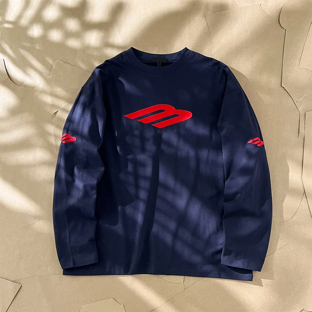 

2023 High-End 1:1 BALE Plain Weave Embroidered Logo Autumn New Heavy-Duty Embroidered Long-Sleeved T-Shirt Unisex