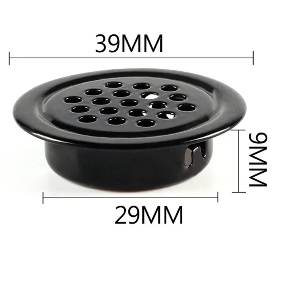 10X Metal Cabinet Cupboard Round Air Vent Grill Cover Ducting Ventilation Home 19/25/29/35/53mm Parts For Wardrobes Shoe Cabinet air vent grille ventilation grille air vent cover ducting ventilation cover