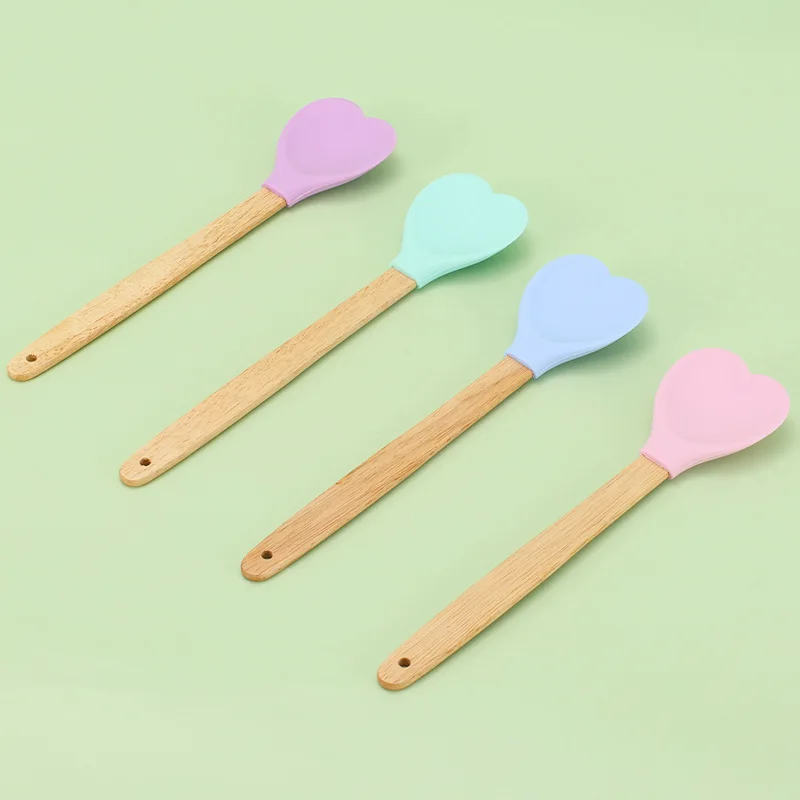 Pink Love Silicone Spatula Kitchen Multi-purpose Kitchen Utensils Long Handle Shovel Dessert Egg Making Cake Baking Tool