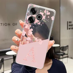 Floral Letter Transparent Slim Silicone Couple Phone Case for Tecno Pova 6 Pro 5G (TPU - TPU8A)