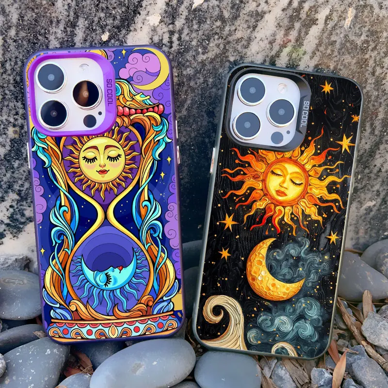 Funny Sun and Moon Face Shockproof Laser Phone Case