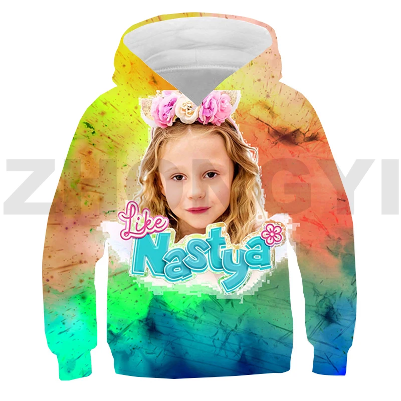 

New 3D Anime Russia Like Nastya Tie-dye Hoodie Harajuku Streetwear Girls Lounge Wear Oversized Pullover Like Nastya Sweatshirt