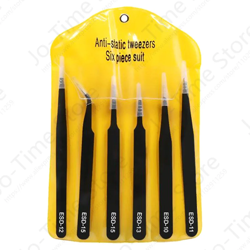 

6pcs watch Repair Hardware Tools Alloy Tweezers Set Stainless Steel Tweezers Anti-Static Precision