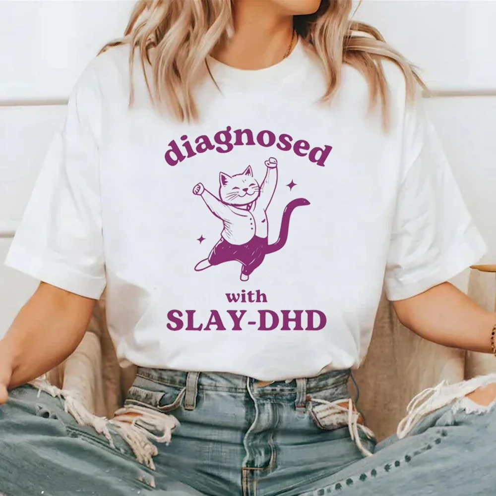 

Забавная модная футболка с коротким рукавом с принтом Slay DHD, топ с круглым вырезом, Повседневная универсальная летняя футболка с круглым вырезом.