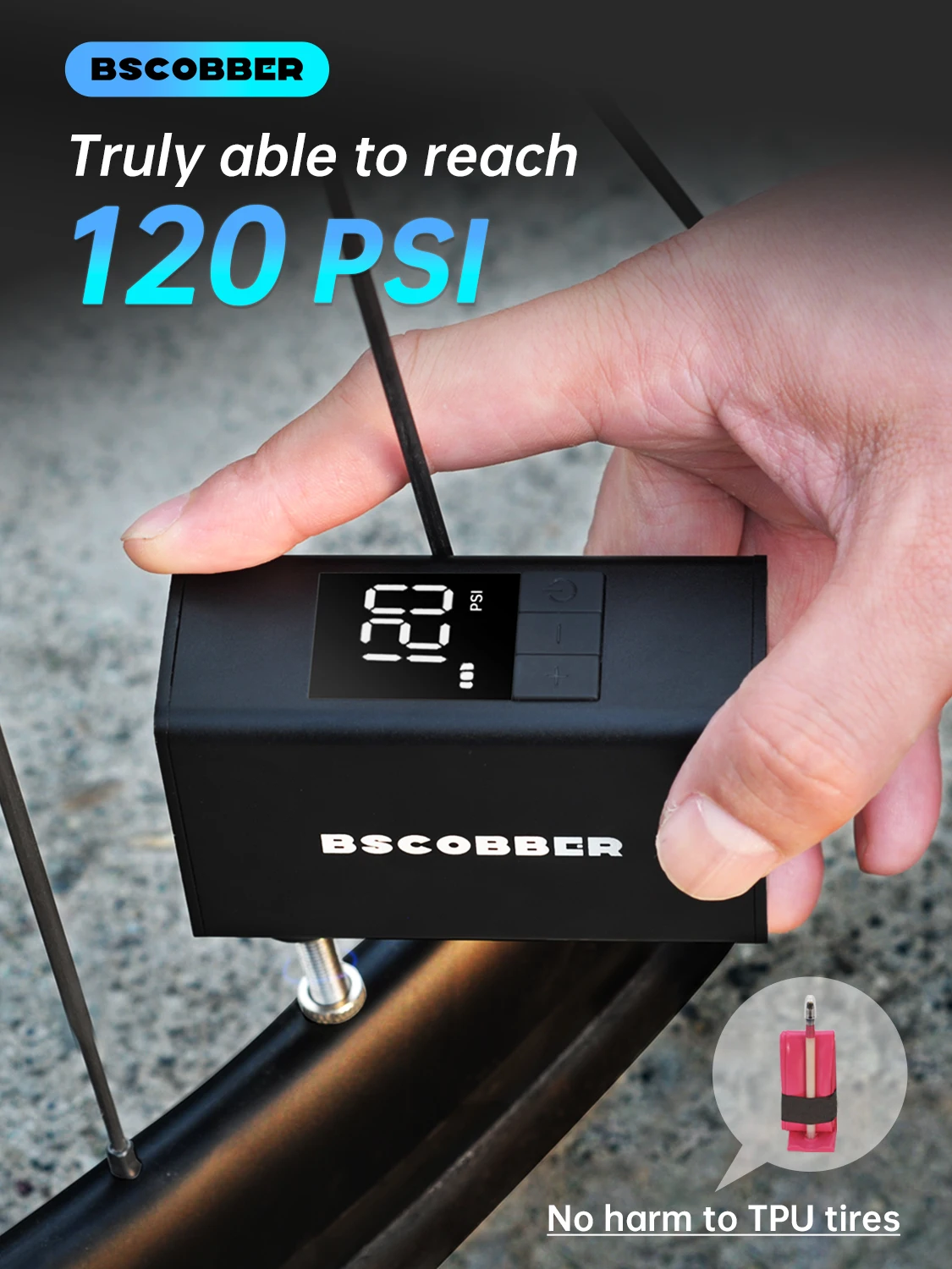 MINI Fast Rechargeable Air Inflator For Bicycle Digital Gauge Display Schrader P