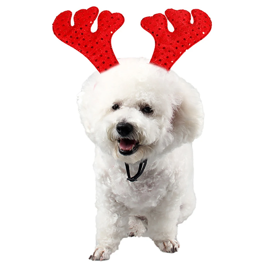 

Fashion Pet Headband Glitter Sequin Dots Deer Horn Hat Costume Dog Puppy Cat Cosplay Party Headwear Caps Hat for Christmas