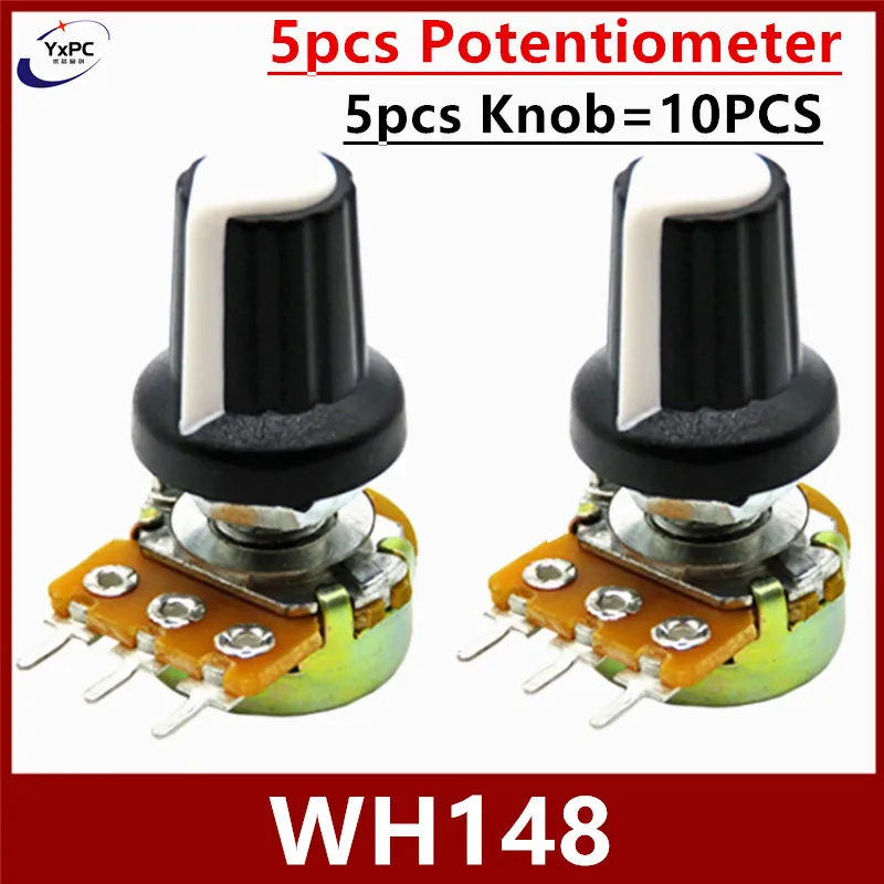WH148 1K 10K 20K 50K 100K 500K Ohm 15mm 3 Pin Linear Taper Rotary Potentiometer Resistor For Arduino with AG2 White cap 5 Sets linear potentiometer rotary potentiometer potentiometer kit adjustable resistor electronic components